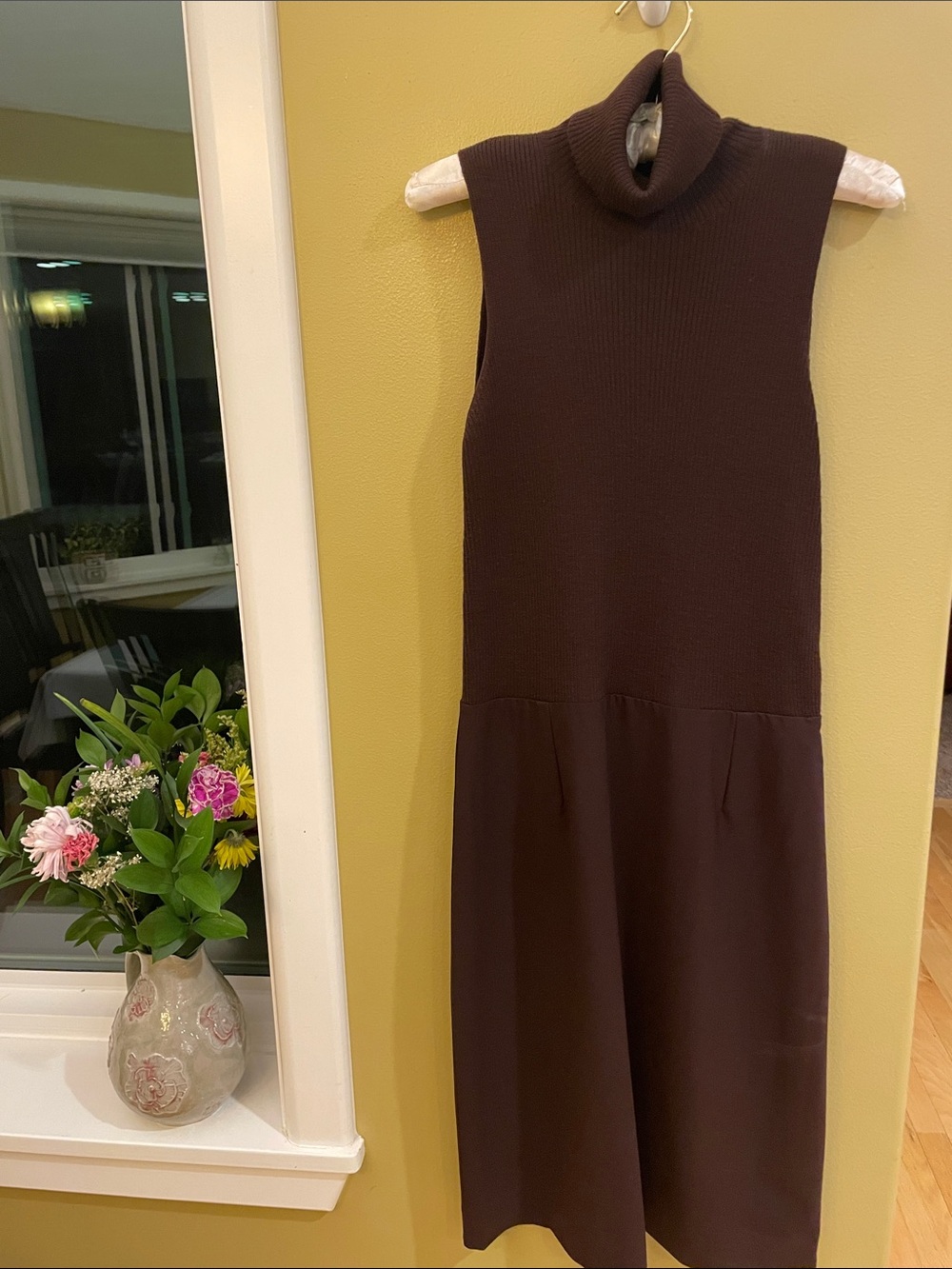 NWOT Ann Taylor Sleeveless Turtleneck Maxi Dress in Dark Brown